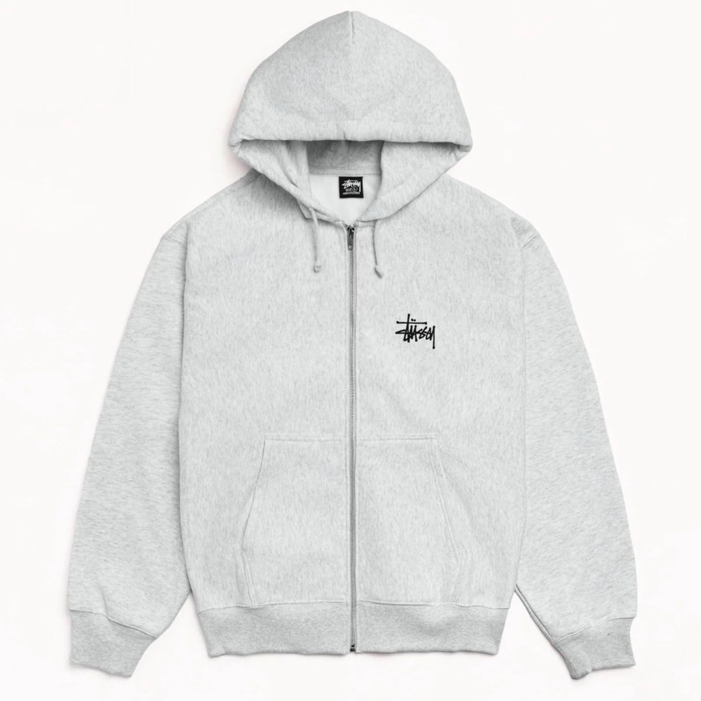 Authentic New w/ tag Stussy Basic Zip Hoodie in Ash Heather, Size Medium